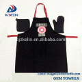 2017 China Factory Wholesale Black Printed Cotton Oven Gloves + Potholder + Kitchen Apron Set